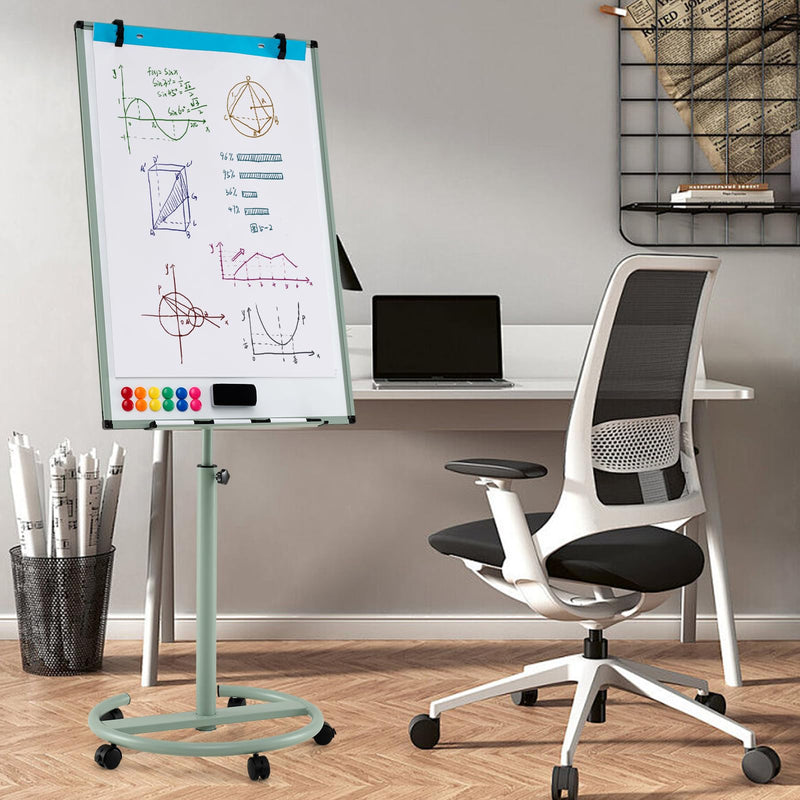 Load image into Gallery viewer, Goplus 40” x 26” Height-Adjustable Dry Erase Board on Wheels with Round Stable Stand
