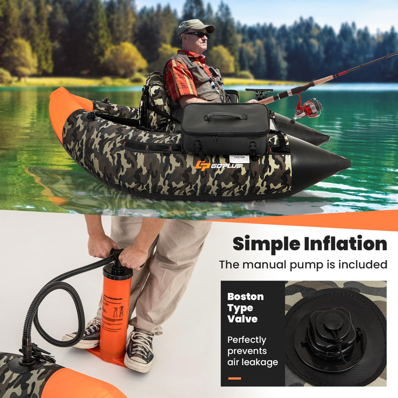 Load image into Gallery viewer, Goplus Inflatable Float Tube, Fishing Belly Boat with Fish Ruler, Pump, Storage Bag
