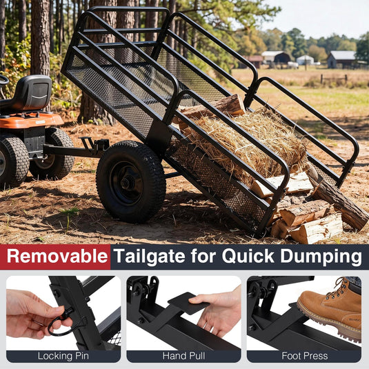 Goplus 1540 LBS Capacity 17.6 Cu. Ft Heavy Duty Metal Dump Cart Trailer
