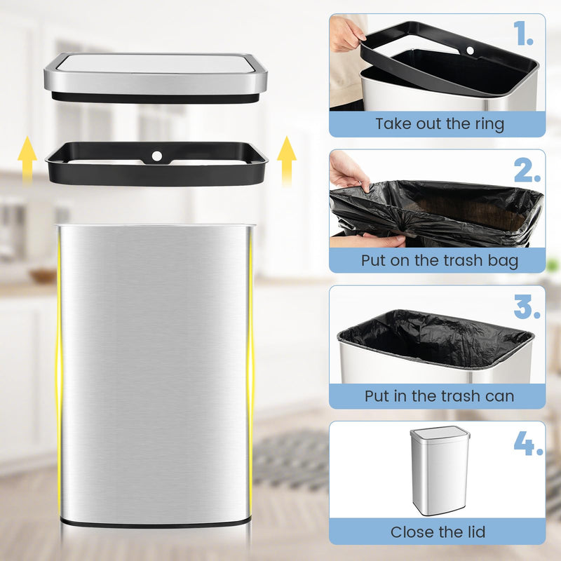 Load image into Gallery viewer, Goplus 13 Gallon/ 50 Liter Automatic Trash Can for Kitchen Office
