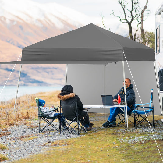 Goplus 9.2x14 FT Pop Up Canopy with 2 Sidewalls Easy Up Outdoor UPF50+ Patio Canopy w/Adjustable Slant Legs