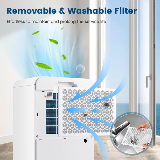 32 Pints/Day Portable Quiet Dehumidifier for Rooms up to 2500 Sq. Ft w/ Sleep Mode, 24H Timer