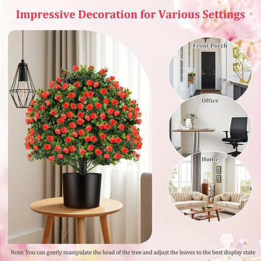 Goplus 21.5’’ Artificial Rose Topiary Ball Tree for Indoor Outdoor