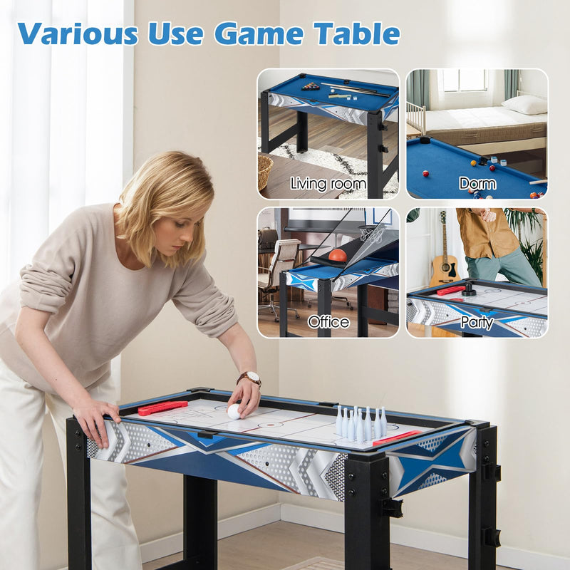 Load image into Gallery viewer, Goplus 6-in-1 Multi Game Table, Combo Game Table w/Basketball, Billiards, Ping Pong, Hockey, Shuffleboard, Bowling
