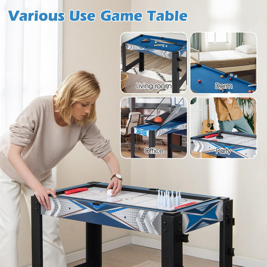 Goplus 6-in-1 Multi Game Table, Combo Game Table w/Basketball, Billiards, Ping Pong, Hockey, Shuffleboard, Bowling