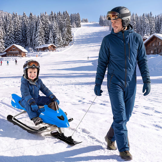 Goplus Snow Racer Sled with Brakes Steering Handle and Tow Ropes