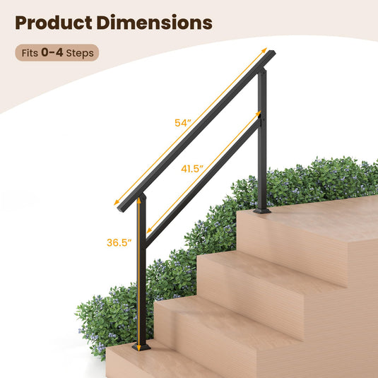 Goplus 330 LBS Staircase Safety Railing with Installation Kit Fits 0-4 Steps