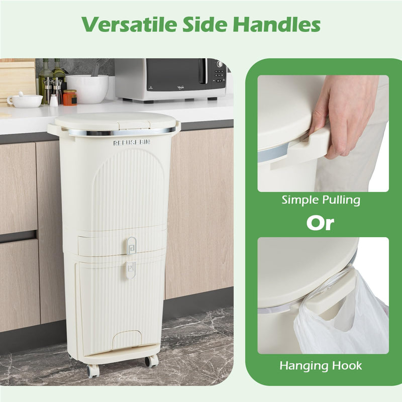 Load image into Gallery viewer, Goplus 11 Gallon 3-Layer Kitchen Trash Can with Lid with 2 Removable Buckets
