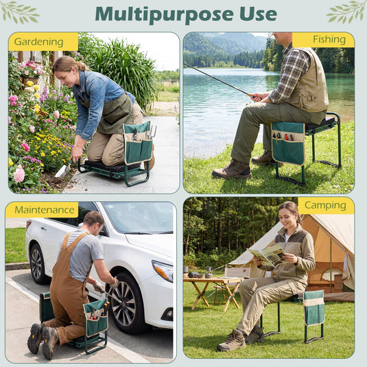 Goplus 11" Wide 2-in-1 Foldable Garden Kneeler and Seat for Seniors