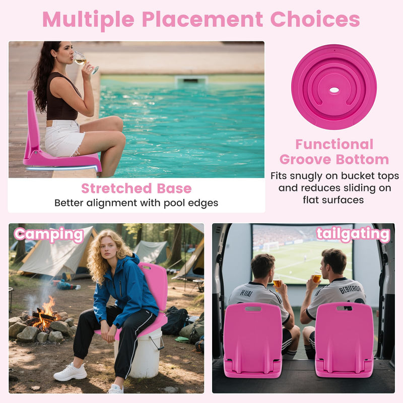 Load image into Gallery viewer, Goplus Foldable Portable Flip Seat with Back Support &amp; 2 Handles for Edge of Pool
