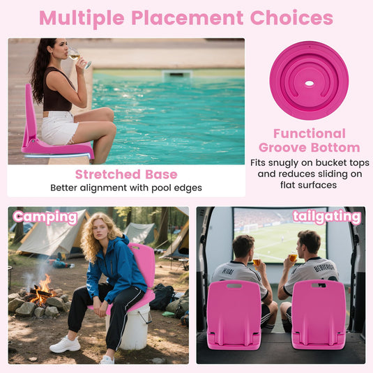 Goplus Foldable Portable Flip Seat with Back Support & 2 Handles for Edge of Pool