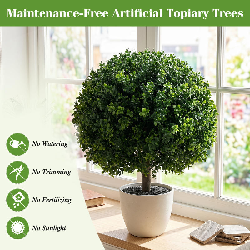 Load image into Gallery viewer, Goplus 27" Artificial Boxwood Topiary Trees Set of 2 with Ground Spikes
