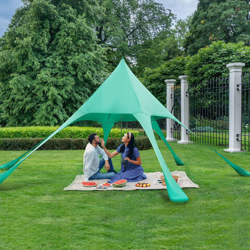 Load image into Gallery viewer, Goplus Beach Canopy, 20 x 20 FT Beach Shade with UPF50+ Sun Protection, Carrying Bag, Sand Shovel, Aluminum Pole, 6 Ground Stake
