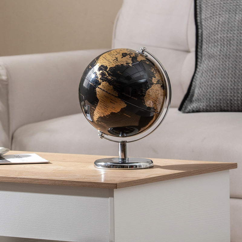 Load image into Gallery viewer, Goplus 8-Inch Metallic Black World Globe Educational Learning Toy
