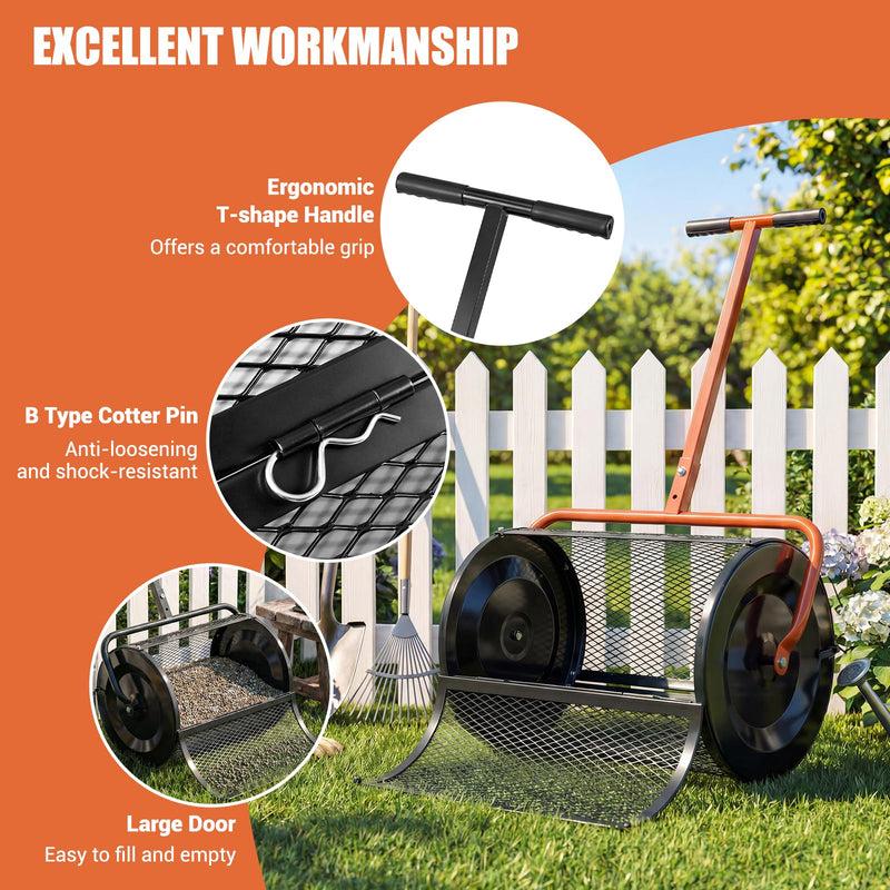 Load image into Gallery viewer, Goplus Compost Spreader 24" Peat Moss Spreader Roller

