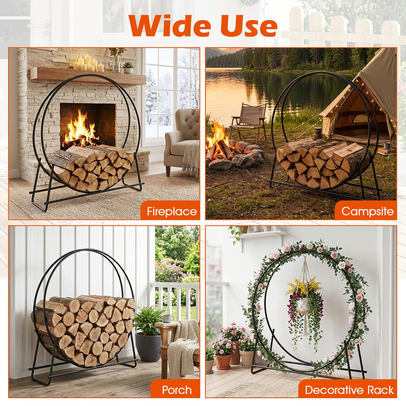 Load image into Gallery viewer, Goplus 45" Round Firewood Rack | Heavy-Duty Metal Log Holder (45 inch)
