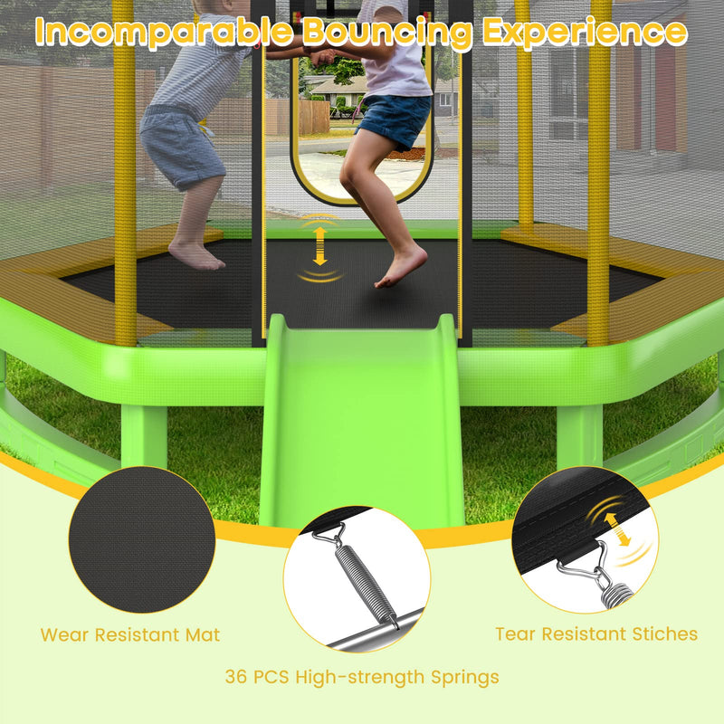 Load image into Gallery viewer, Goplus 7 FT Kids Trampoline with Slide, 87&quot; ASTM Approved Recreational Trampoline

