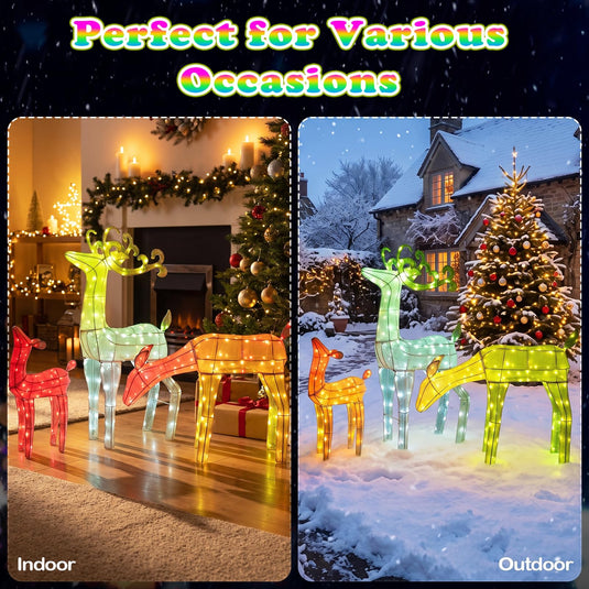 Goplus 3-Piece Christmas Deer Family Set with RGB Lights & APP Control