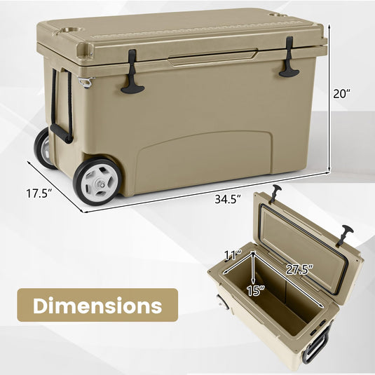 Goplus 75QT Portable Hard Cooler w/6-Day Ice Retention Pull Handle Wheels