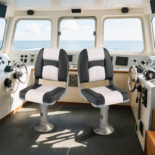 Goplus 2-Pack Boat Seats with Thick Sponge Padding and Fixing Bolts-Gray