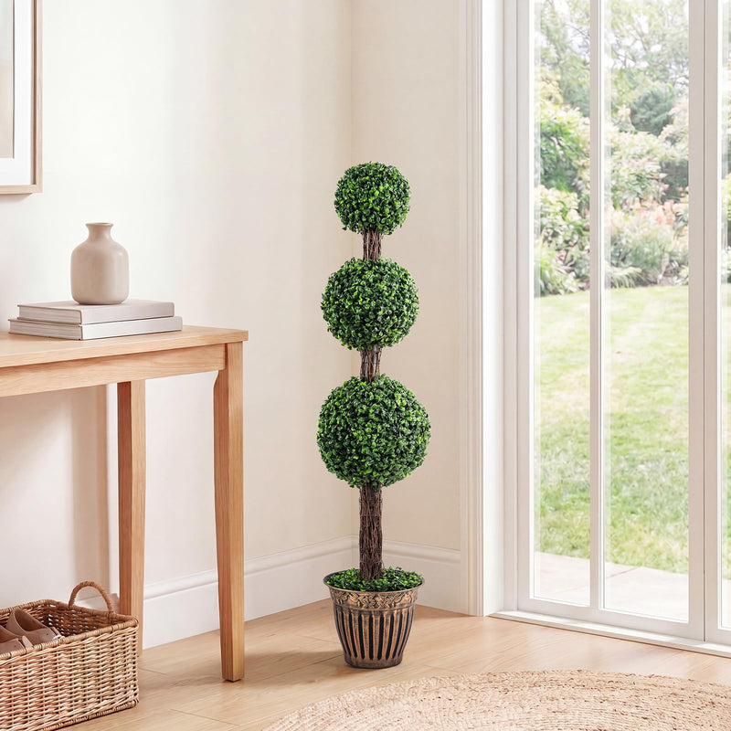 Load image into Gallery viewer, Goplus Artificial Triple Ball Boxwood Tree 4 FT Fake Topiary Tree(1/2)
