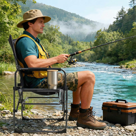 Goplus Heavy-Duty Director Chair with Side Table Cup Holder & Carrying Bag