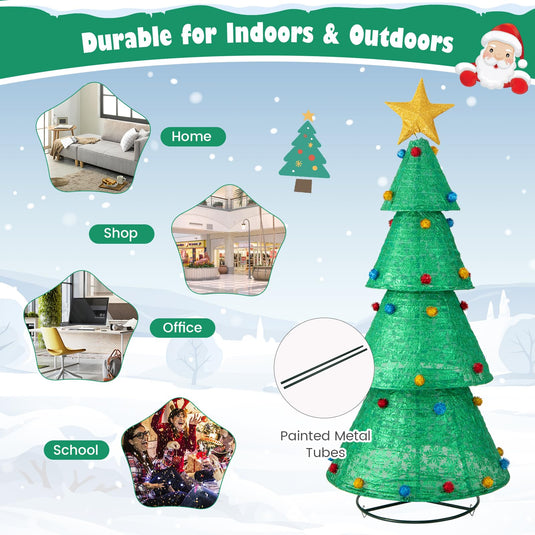 Goplus 6.5FT Pull-Up Christmas Tree with 200 Warm White LED Lights