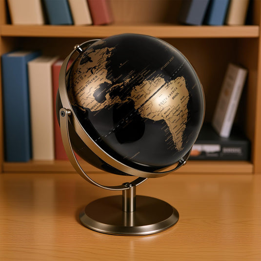 Goplus 9-Inch Metallic Black World Globe w/Metal Stand