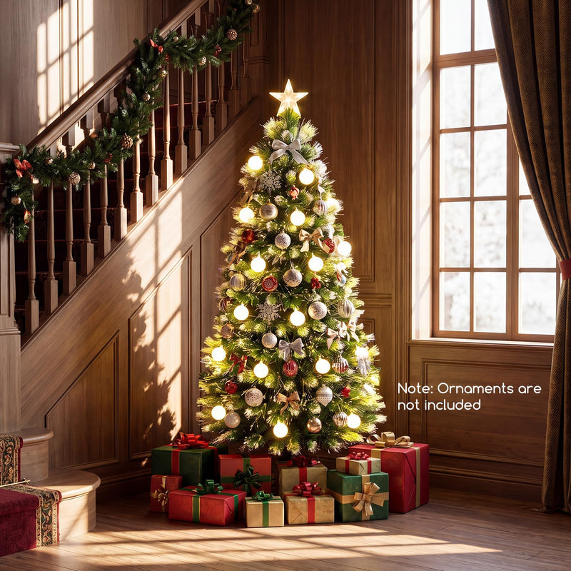 Load image into Gallery viewer, Goplus 5ft Pre-Lit Fiber Optic Christmas Tree with 8 Lighting Modes &amp; Star Tree Topper
