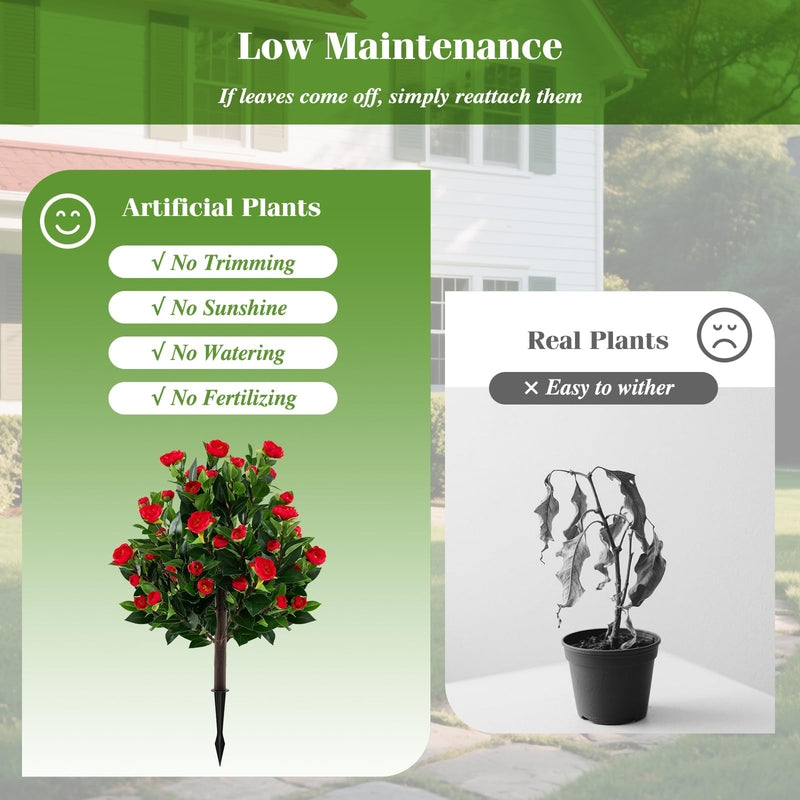 Load image into Gallery viewer, Goplus 31 Inches Artificial Camellia Tree Set 2 Pack Fake Flower Trees
