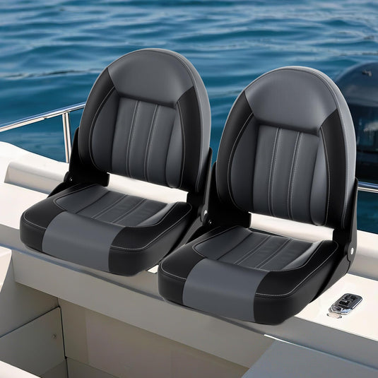Goplus 2-Pack Folding High Back Boat Chairs | Waterproof PVC Leather Cabin Seating