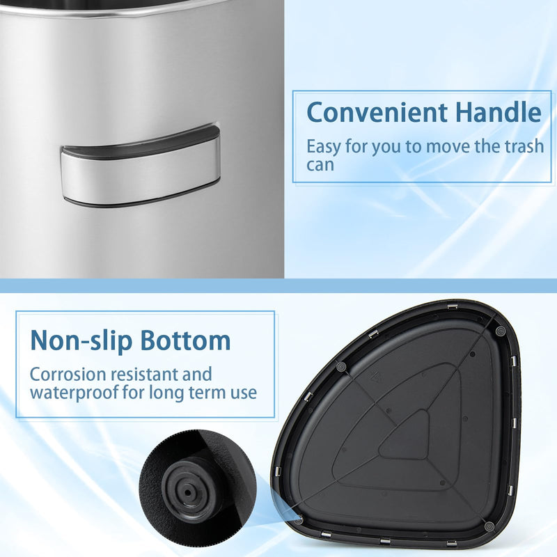 Load image into Gallery viewer, Goplus 16 Gallon/60L Stainless Steel Corner Trash Can, Triangular Rubbish Trash Bin with Lid
