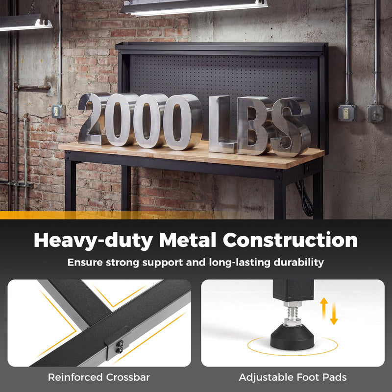 Load image into Gallery viewer, Goplus 48" Heavy Duty Workbench with AC/USB Outlets and Pegboard
