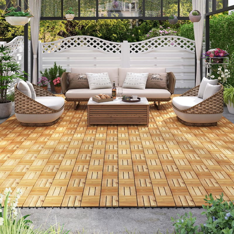 Load image into Gallery viewer, 12&quot; x 12&quot; Snap-Lock Outdoor Interlocking Flooring Tiles 30 Pcs
