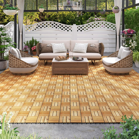 12" x 12" Snap-Lock Outdoor Interlocking Flooring Tiles 30 Pcs