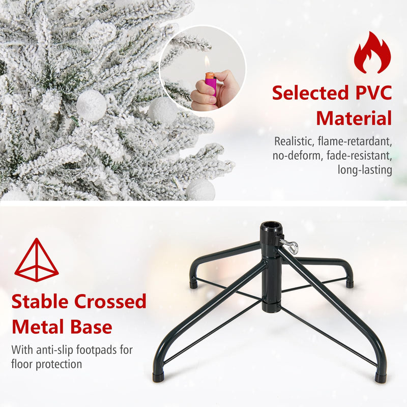 Load image into Gallery viewer, Goplus Pre-Lit Snow Flocked Christmas Tree with Warm White LED Lights &amp; Globe Lights
