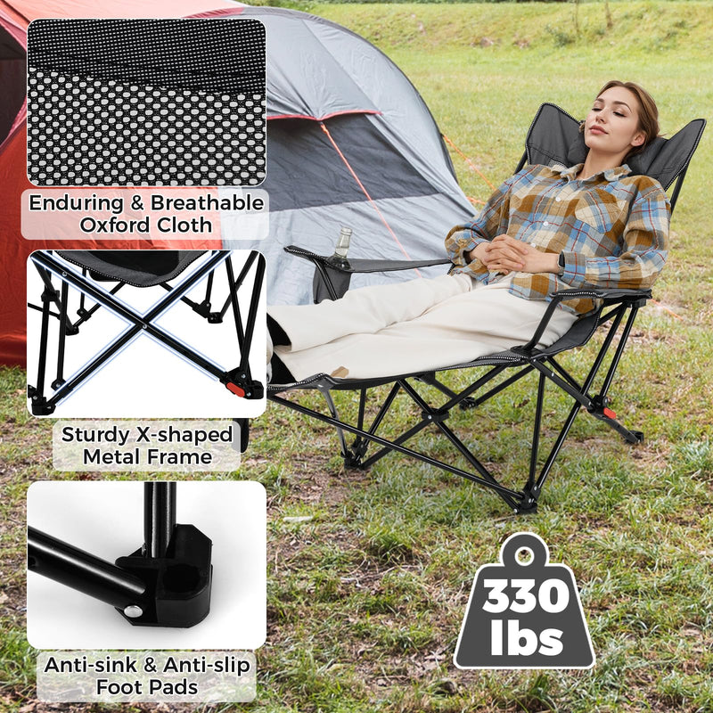 Load image into Gallery viewer, Goplus Folding Beach Chair w/4-position Backrest &amp; Carrying Bag 330LBS Capacity
