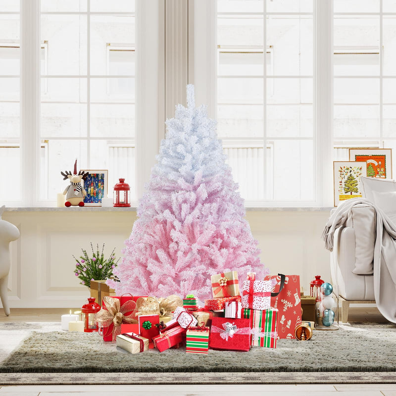 Load image into Gallery viewer, Goplus Pink Gradient &amp; White Snow Flocked Christmas Tree | Home Office Decoration
