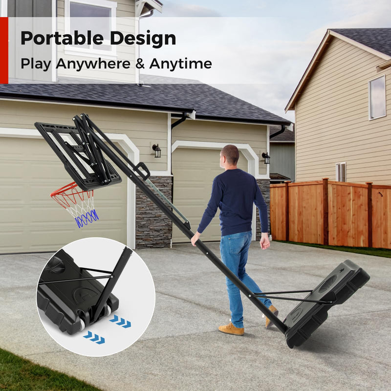 Load image into Gallery viewer, Goplus Portable Basketball Hoop Outdoor, 7.9-10 FT Basketball Goal System w/ 44 Inch Shatterproof Backboard
