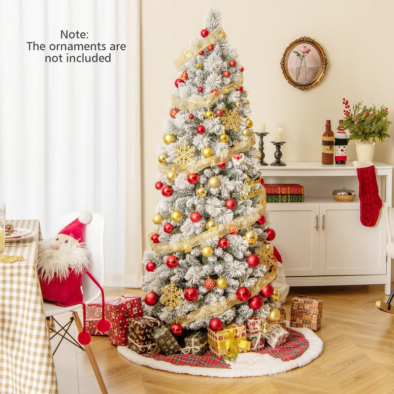 Load image into Gallery viewer, Goplus 6ft / 7ft Pre-Lit Pop Up Christmas Tree Collapsible Snow Flocked Artificial Xmas Tree
