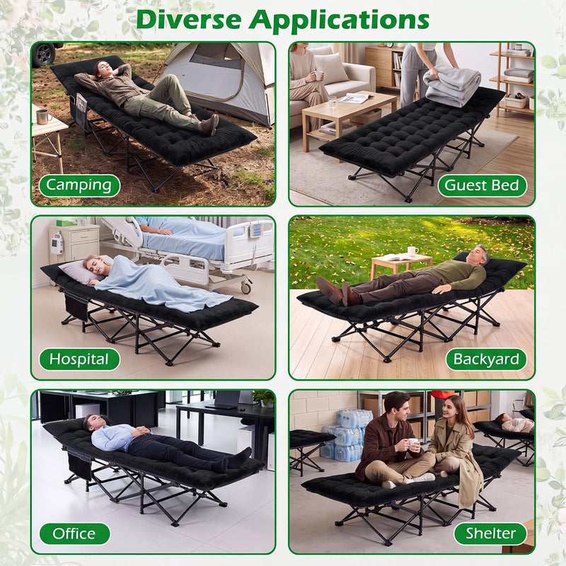 Load image into Gallery viewer, Goplus Camping Cot for Adults with Soft Padded Mat | Heavy-Duty Folding Portable Oxford Sleeping Bed

