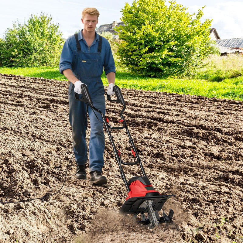Load image into Gallery viewer, Goplus Corded Electric Tiller Cultivator 10 Amp Powerful Foldable Garden Rototiller
