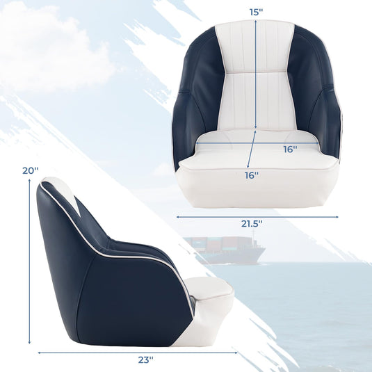 Goplus Pontoon Boat Seat with Thick Cushioned Seat | Ergonomic Cabin Caption Chair