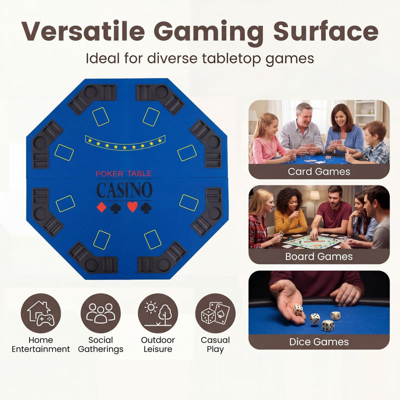 Load image into Gallery viewer, Goplus 48" Foldable Octagonal Poker Table Top 8 Players w/Chip Trays for Texas Hold'em Blackjack
