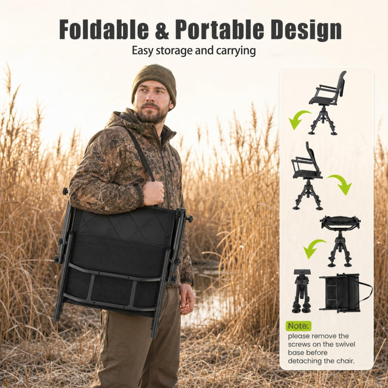 Load image into Gallery viewer, Goplus 360° Swivel Hunting Chair with Adjustable Height and Removable Cushion
