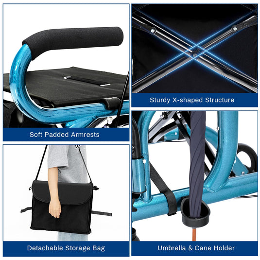 2 in 1 Rollator Walker for Seniors, Medical Walker with Seat - Goplus