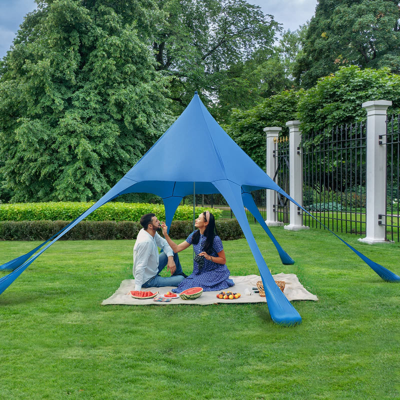 Load image into Gallery viewer, Goplus Beach Canopy, 20 x 20 FT Beach Shade with UPF50+ Sun Protection, Carrying Bag, Sand Shovel, Aluminum Pole, 6 Ground Stake
