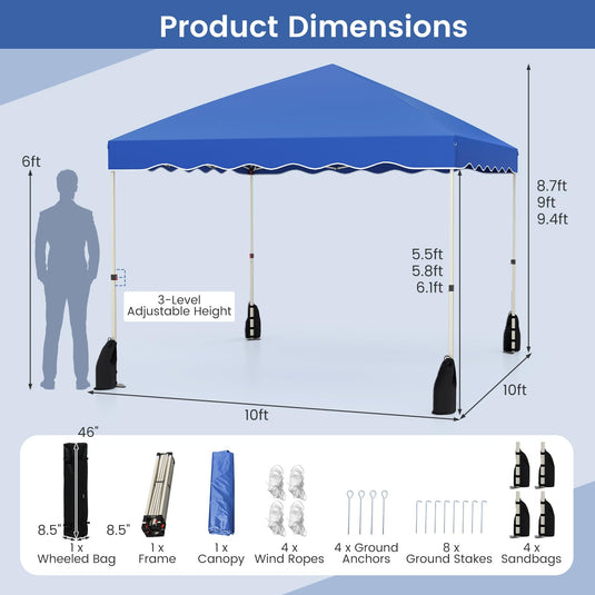 Goplus 10 X 10 FT Pop up Canopy Tent with Wheeled Bag