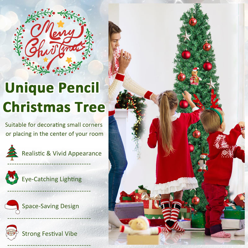 Load image into Gallery viewer, Goplus 6ft / 7ft / 8ft Fiber Optic Pencil Christmas Tree Xmas Full Tree for Home Office Holiday Decor
