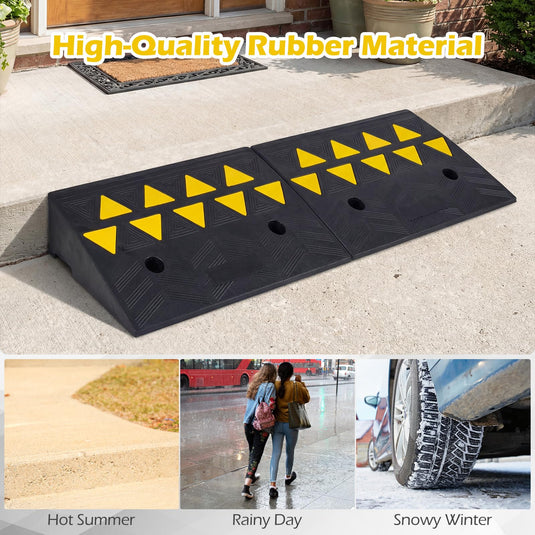 Goplus Heavy-Duty Rubber Curb Ramp 2 Pcs Driveway Threshold Ramps(5"/6.3" Rise)